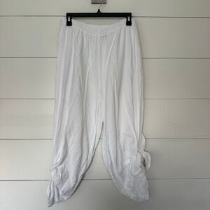Oh My Gauze Women’s 2 White Tie Up LagenLook Minimalist Artsy Pants Art to Wear